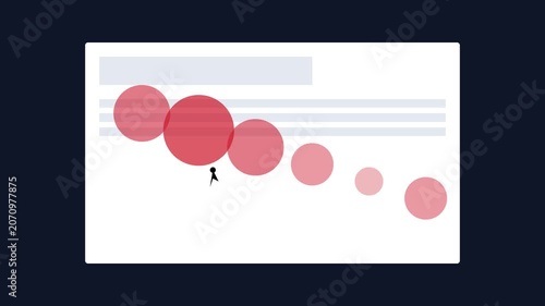 Minimalist motion animation of red circles and cursor pointer for ui ux and digital interface presentations