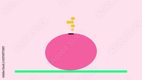 Minimalist piggy bank animation with falling gold coins, financial savings concept finance money