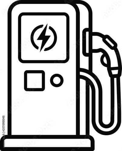 Electric car charging station with lightning bolt icon