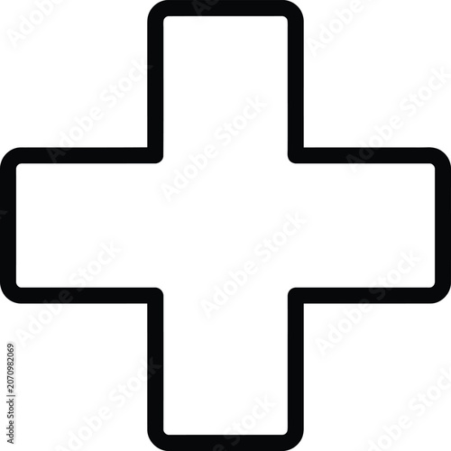 Modern abstract geometric cross shape design with rounded corners