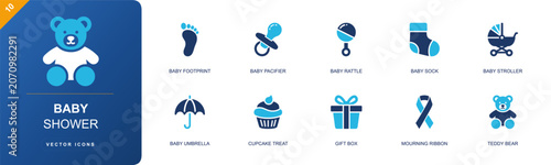 Foto Baby shower celebration icon set