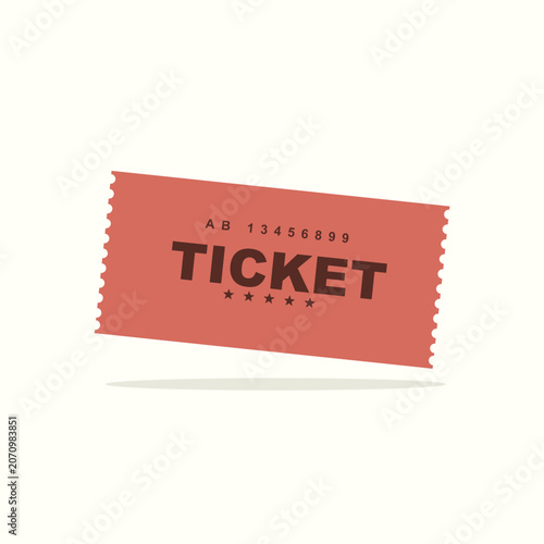 Coral admission ticket stub with perforated edges and simple design for events and cinema admission perforated