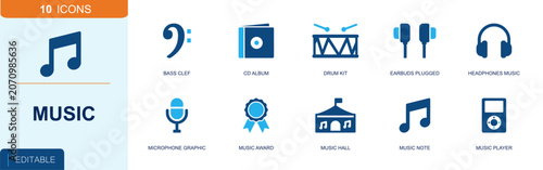 Φωτογραφία Music and audio entertainment icon set