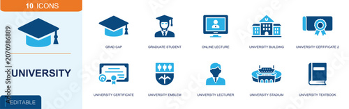 Photos University icon set