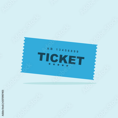 Cyan entry ticket graphic illustration for event access and admission with admission performance perforated template