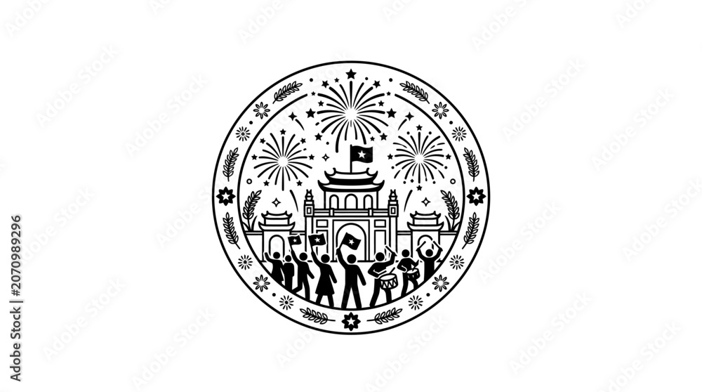 Fototapeta premium Vietnam National Day Celebration Emblem