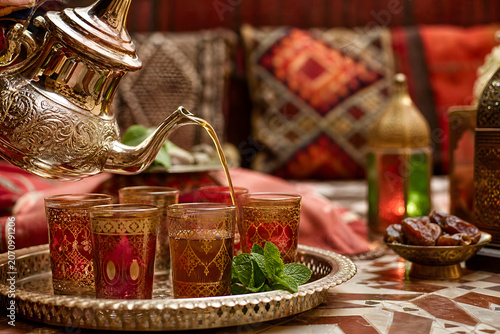 Traditional Moroccan Tea Ceremony – Elegant Cultural Still Life with Authentic Craftsmanship