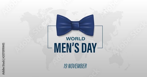 International Mens Day motion design. Festive banner with bow tie. Celebrating holiday on November 19. Animated graphics