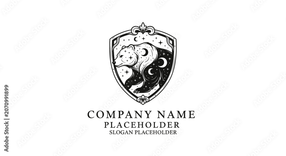 Fototapeta premium Mystical Cosmic Bear Crest Logo