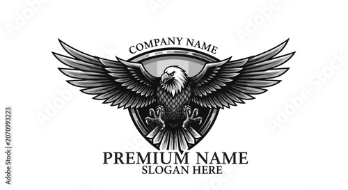 Eagle Crested Logo with Wings Spread