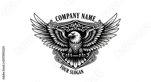 Eagle Emblem With Wings and Shield