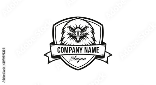 Eagle Head Shield Emblem with Banner