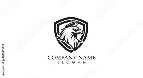 Eagle Head in Shield with Cap - Emblematic Logo