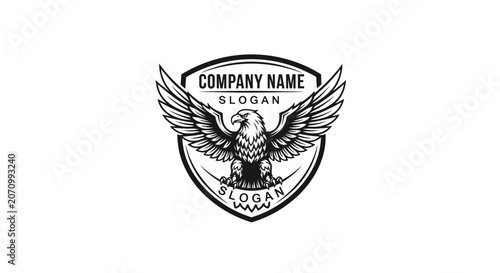 Eagle Emblem With Company Name and Slogan