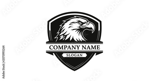 Eagle Head Emblem with Company Name and Slogan Space