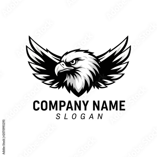 Eagle Head with Wings Spreading Company Name Logo