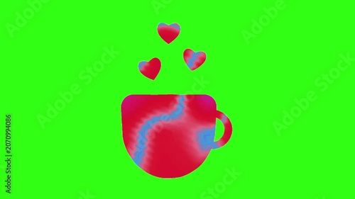 Lovely drink in a cup with glossy effect animation 