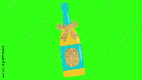 Sparkle ribbon alcohol bottle animation 