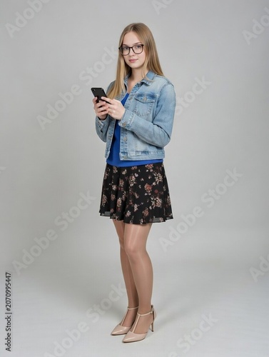 young woman in a miniskirt and heels AI generated