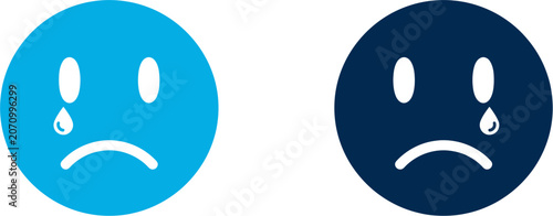 Fotografie Two sad emoticon faces cry tears of sadness and disappointment