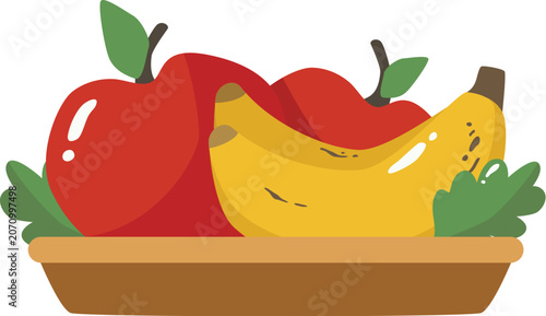 Red Apple And Yellow Banana Fruits