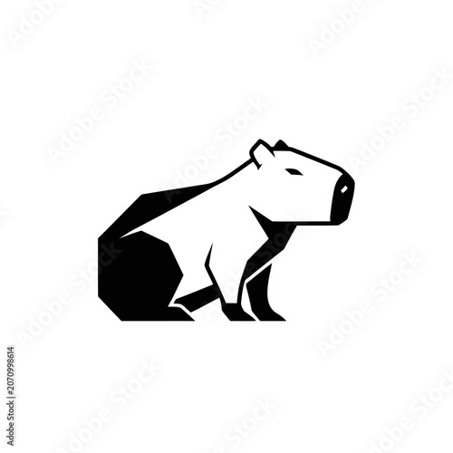 Minimalist Capybara Logo Vector Silhouette