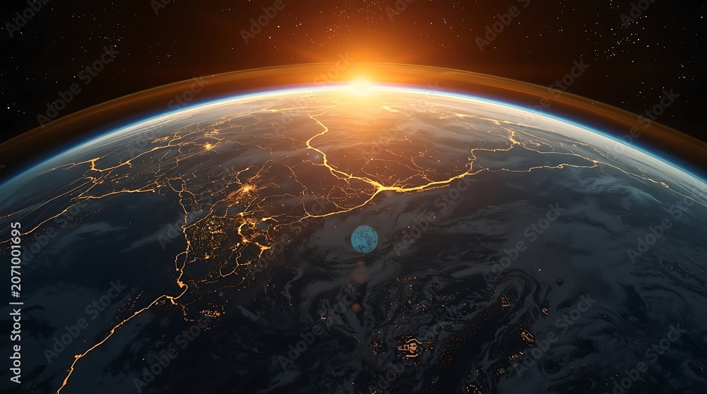 Fototapeta premium Balanced Global Resources Connecting Continents
