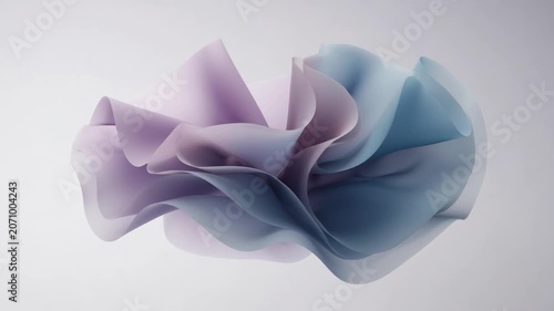 Abstract wavy fabric floating and twisting in slow motion isolated on a clean white background with subtle gradient colors
