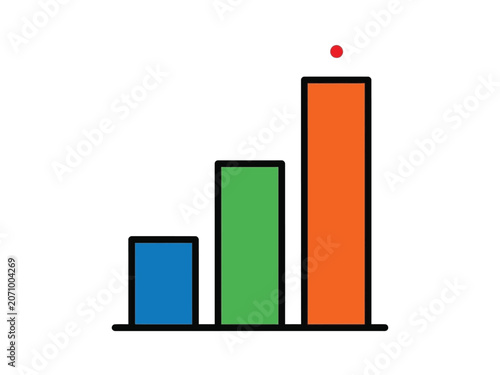 Colorful bar graph representing growth and progress in business and finance, showing upward trends.