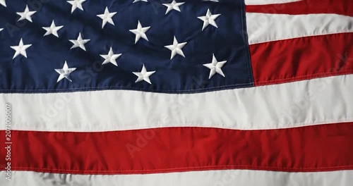 Close-up of American flag waving gently as a patriotic symbol.