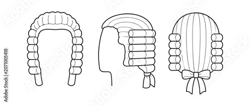 Judge wig line icon set. line icons set on white background
