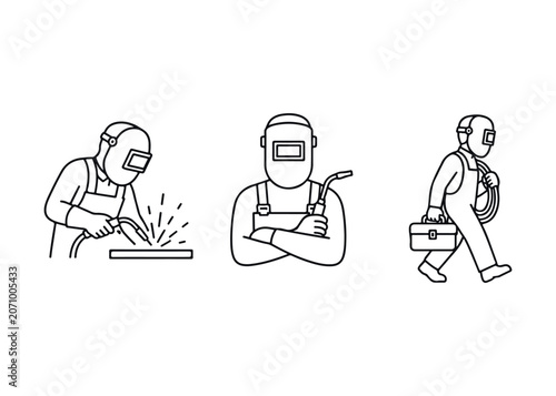 Konstfotografi Welder line icon set. line icons set on white background