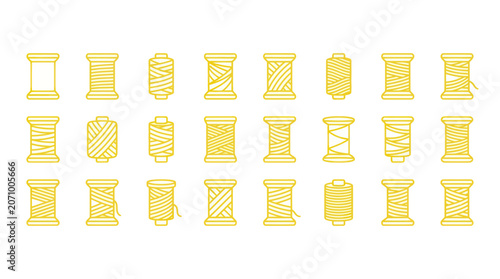 Tableau sur toile Diverse collection of yellow thread spool icons