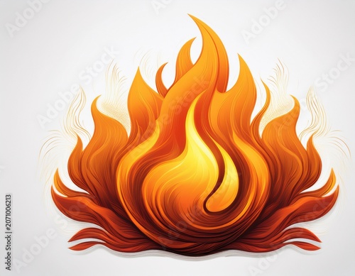 realistic flame emoji displaying fiery heat and burning sensation symbol on white background
