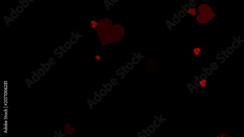 Multiple Red Heart Icons Appearing Animation on Black Background
