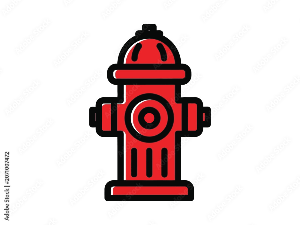 Naklejka premium Red fire hydrant stands tall, ready to provide water for emergencies.