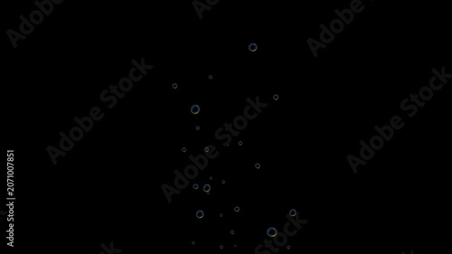 Soap bubbles animation on black screen background. Water bubble raising, suited for subtle underwater effect, slow rising air bubbles, floating in 2d animated cartoon animation, 4k video