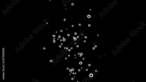Flying water bubbles black screen motion graphics, underwater bubbles transparent overlay on chroma key background, slow rising air bubbles, floating in 2d animated cartoon animation, 4k video