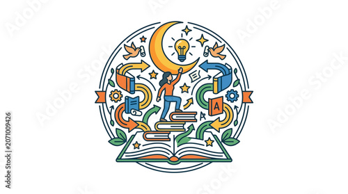 Education Concept Illustration of Knowledge Growth and Learning