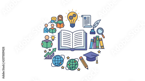 Education and Learning Concept Icons Set
