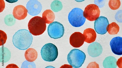 Watercolor Polka Dot Wallpaper. colorful watercolor polka dot print in motion. 4k footage