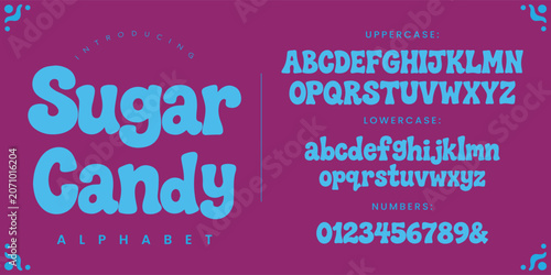 Bild auf Leinwand Sugar Candy Cute Bubble Alphabet Font with Sweet Rounded Letters Fun Typography