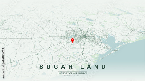Obraz na plátně Modern minimalist vector map of Sugar Land, Texas, USA