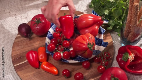 Close-Up of Fresh Tomatoes and Peppers Arrangement