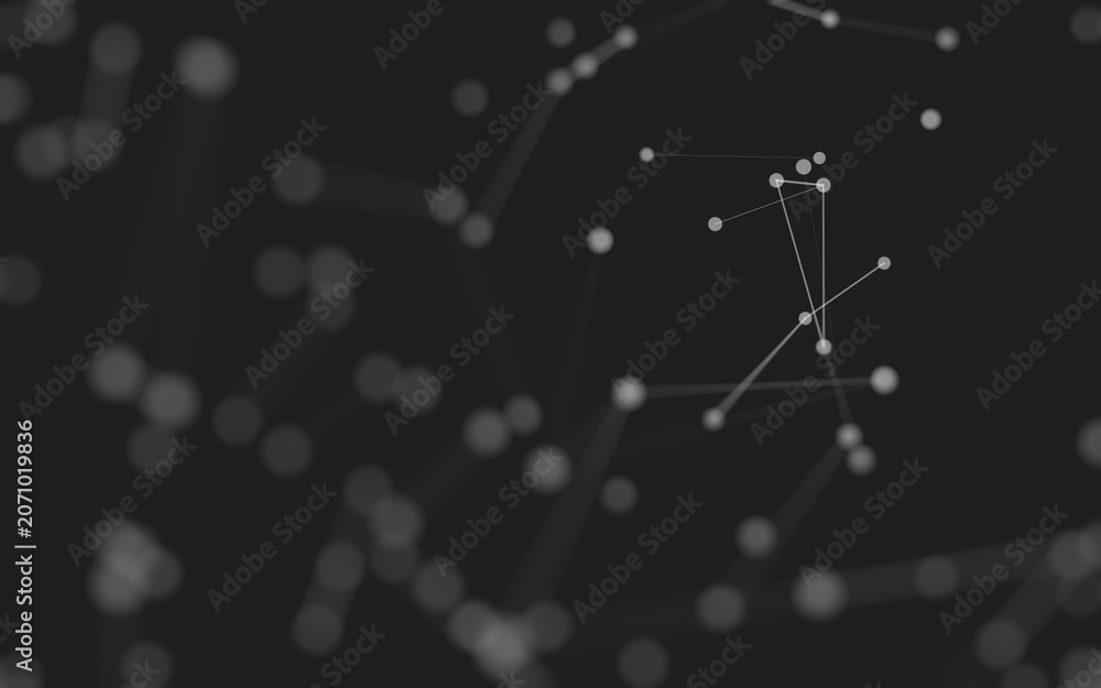 Fototapeta premium Abstract background. Molecules technology with polygonal shapes, connecting dots and lines. Connection structure. Big data visualization.