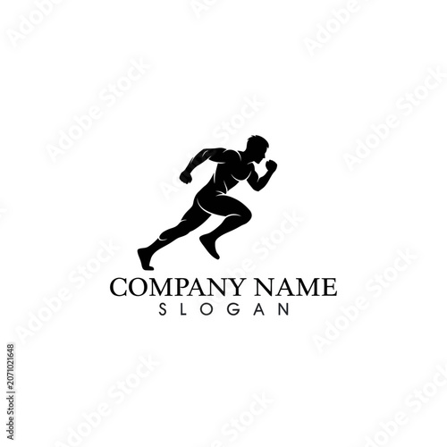 Silhouette of Running Athlete with Company Logo Placeholder