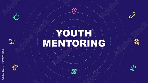 Youth mentoring concept animation with educational and circular motion for student development and coaching programs