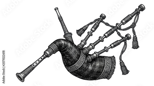 Canvastavla Traditional scottish bagpipes with intricate celtic knotwork
