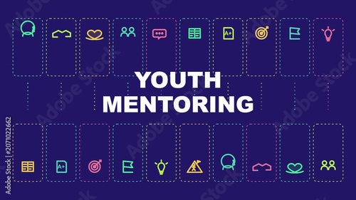 Youth mentoring concept animation with educational and growth symbols for student development and coaching programs