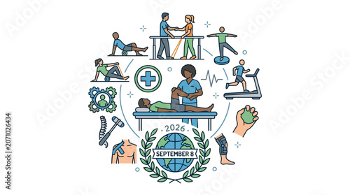 Physical Therapy and Rehabilitation Concept Illustration